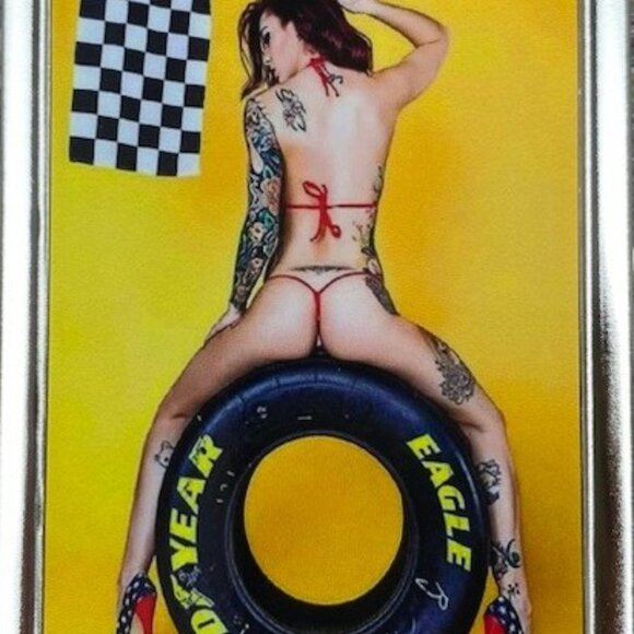 Cigarette Case Nascar  Pinup Tire  Girl for 100's Cigarettes - Picture 1 of 1
